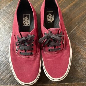 Vans Burgundy Canvas Shoes with Black Laces